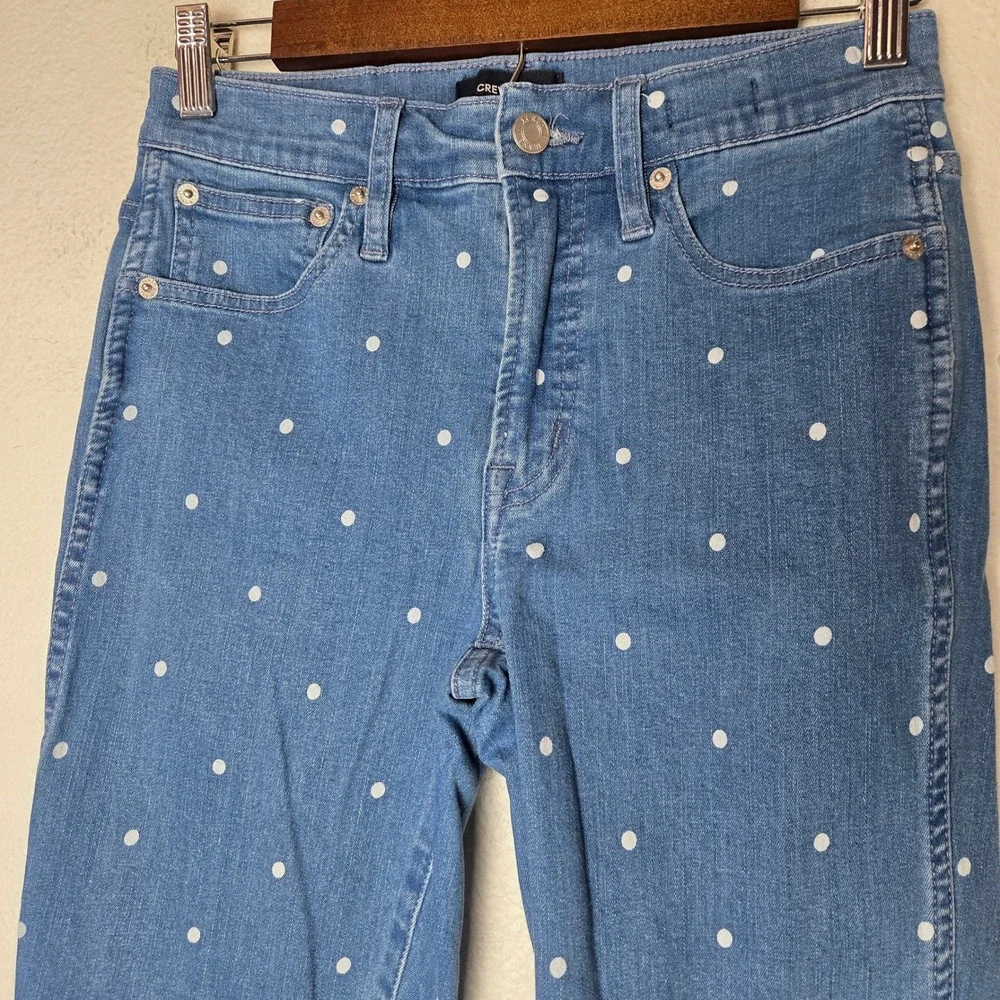 J Crew Vintage Straight‎ Jeans Polka Dot Print Stretch Denim Pants Size 25